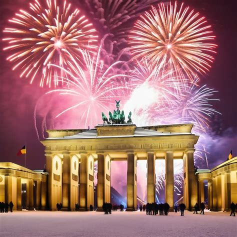 New Year S Eve at the Brandenburg Gate. New Year S Fireworks in the Sky ...