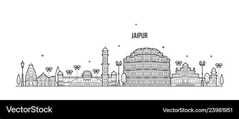 Jaipur Skyline Rajasthan India City Linear Vector Image