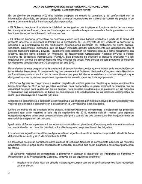 Acta De Compromisos Mesa Regional Agropecuaria Tunja Pdf