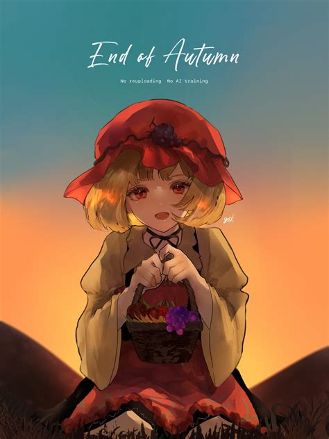 Eneshi Aki Minoriko Touhou Highres 1girl Apple Apron Basket Black Skirt Blonde Hair