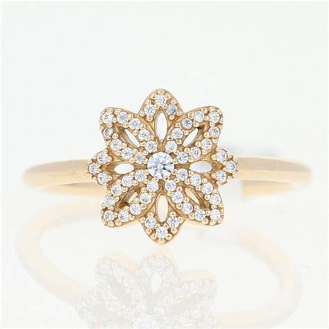 New Authentic Pandora Lace Botanique Ring 14k Gold Flower 150182cz 54