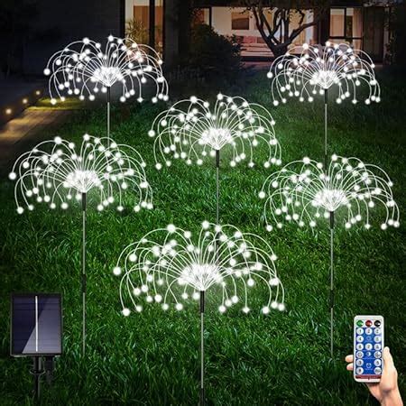 8 Pack Solar Firework Lights Outdoor 120 LEDs 2 Lighting Modes