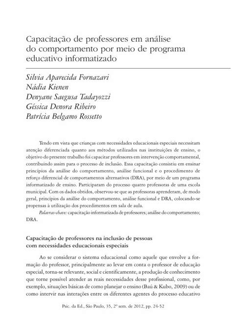 Pdf Capacita O De Professores Em An Lise Do Comportamento Por Meio