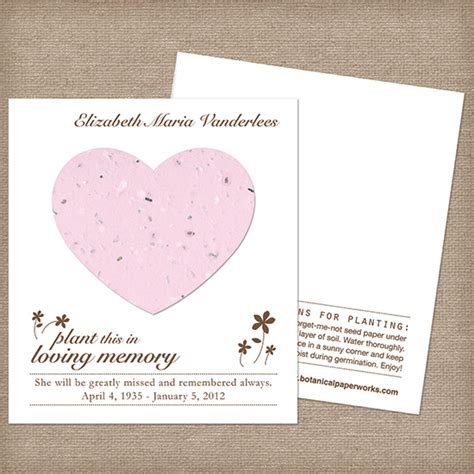 Plantable Memorial Seed Cards Botanical Paperworks