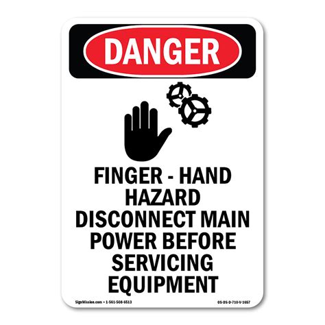 Osha Danger Sign Finger Hand Hazard Plastic Sign Protect Your