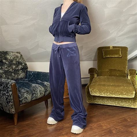 Vintage Juicy Couture Velour Tracksuit Navy Blue Depop