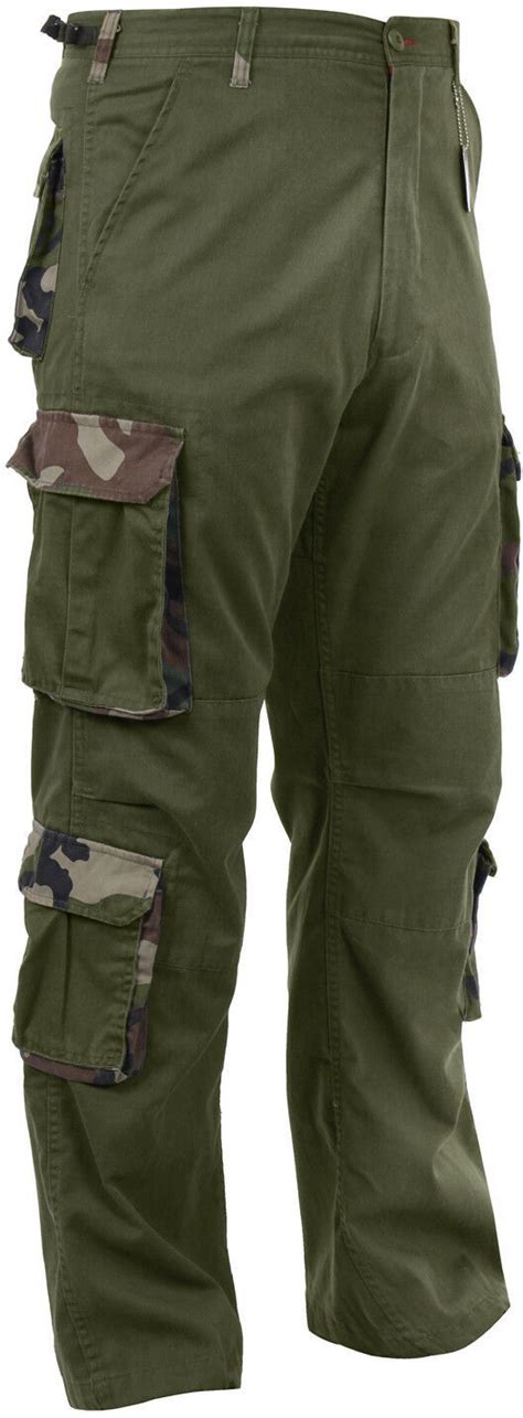 Olive Drab Camo Vintage Paratrooper Fatigues Military Cargo Bdu Pants