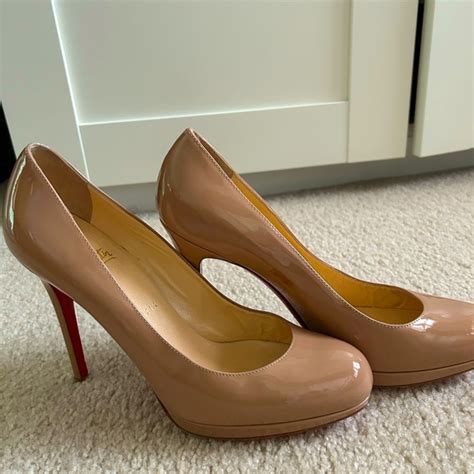 Christian Louboutin Shoes Christian Louboutin Simple Pumps With Small Platform Patent Nude