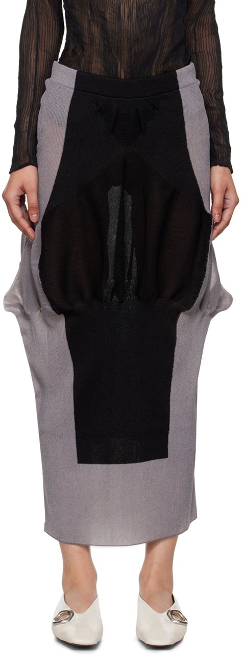 ISSEY MIYAKE Gray Black Shaped Nude Maxi Skirt SSENSE