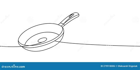 Frying Pan One Line Continuous Drawing Kitchen Tools Continuous One