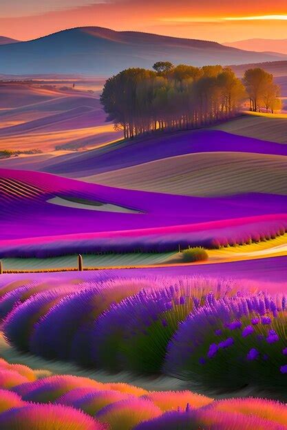 Premium AI Image | A picturesque landscape filled with lavender fields