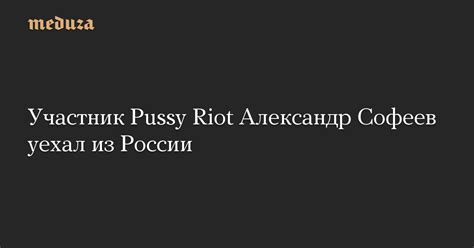 Участник Pussy Riot Александр Софеев уехал из России Meduza