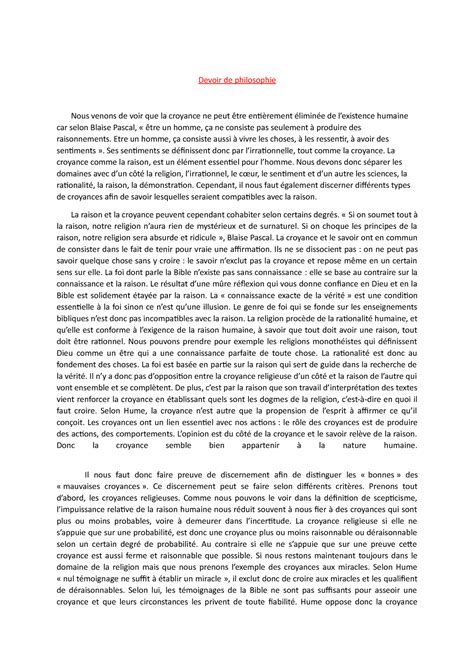 Dissertation Philosophie Devoir De Philosophie Nous Venons De Voir