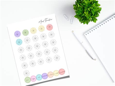 Mood Tracker Printable Monthly Mood Tracker Mood Chart Journal Self Care Journal Bullet Journal