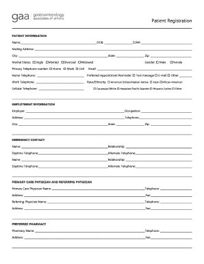 Fillable Online Medfusion GAA New Patient Registration Forms Updated 9