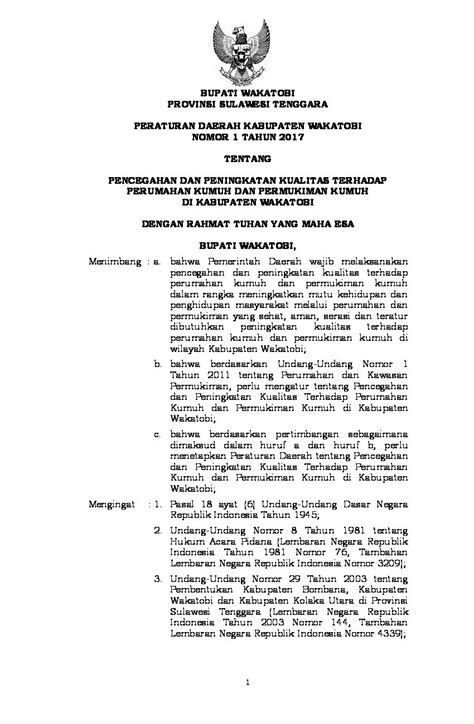 Peraturan Daerah Kab Wakatobi No 1 Tahun 2017 Tentang Pencegahan Dan