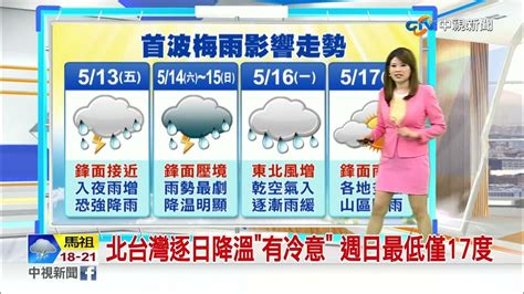 【又嘉氣象報報】鋒面逼近陣雨頻繁 晚間留意短時強降雨│中視晨間氣象 20220513 Youtube