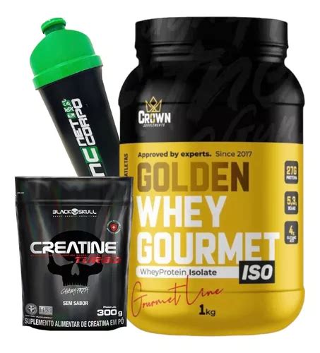 Kit Whey Gourmet Iso 1kg Creatina 300gr Shaker Frete grátis