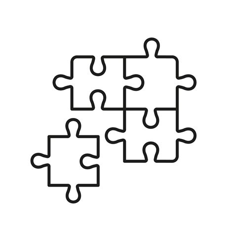 Puzzle Square Pieces Match, Logic Combination Linear Pictogram