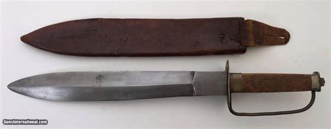 Civil War Era Double Edge Bowie Knife With Original Leather Scabbard