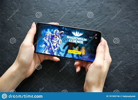 Lviv Ukraine October Playing Mobile Game Shadowgun