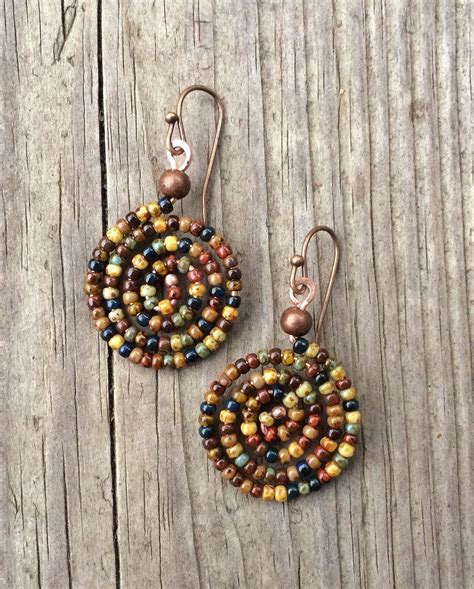 Boho Earrings Colorful Bohemian Spiral Earrings By Lammergeier