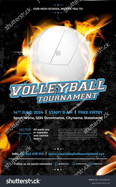 Volleyball Tournament Poster Template Ball On Stock Vector Royalty