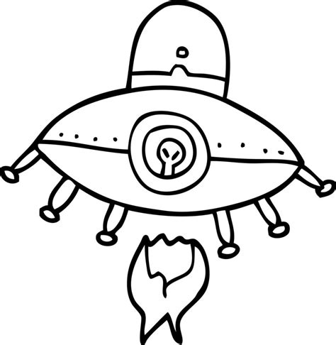 line drawing cartoon alien spaceship 12151829 Vector Art at Vecteezy