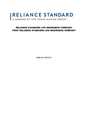 Fillable Online Small V First Reliance Standard Life Insurance Company