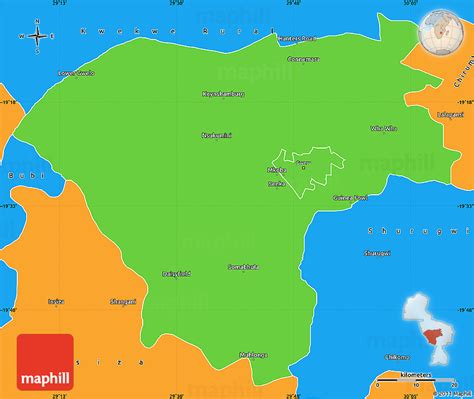 Political Simple Map of Gweru Rural