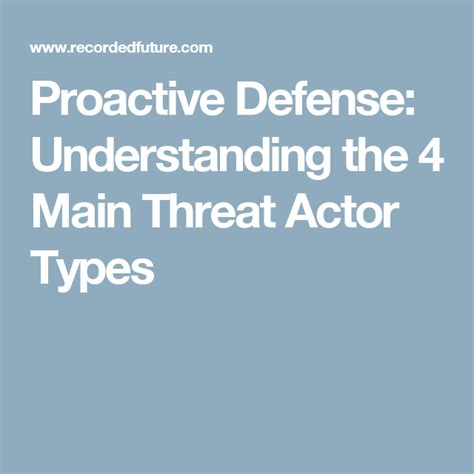 Proactive Defense Understanding The Main Threat Actor Types