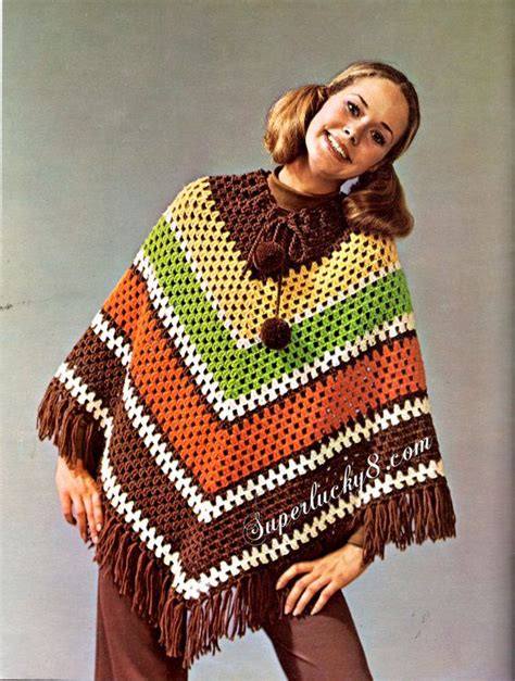 Vintage Poncho Pdf Crochet Pattern Digital By Superlucky8 On Etsy Crochet Poncho Patterns Basic