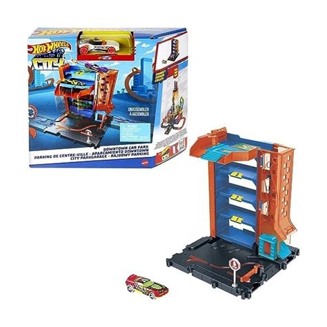 Hot Wheels Coffret Garage City Downtown Avec 1 Voiture Hot Whee