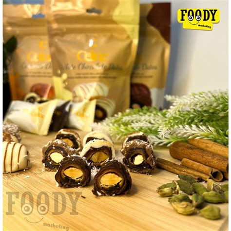 Almond Stuffed Dates Coated With Chocolate Kurma Isi Badam Disalut