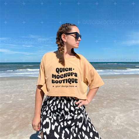 Oversized T Shirt Mockup Woman Summer Vibe Mockup Boho Style Trendy