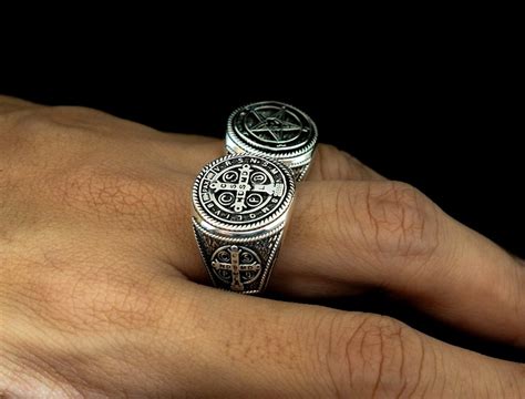 St Benedict Exorcism Ring Saint Benedic Cross Demon Protection Etsy