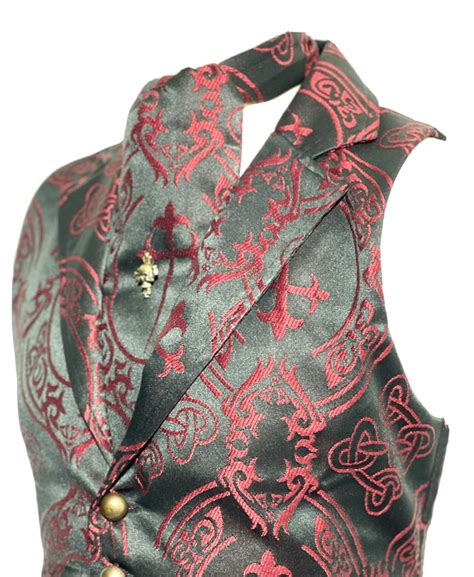 3 Pcs Waistcoat Outfit Wine Black Dagger Brocade Waistcoat Etsy