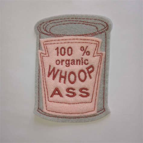 Iron On Patch Can Of 100 Organic Whoop Ass Applique In Pink Etsy