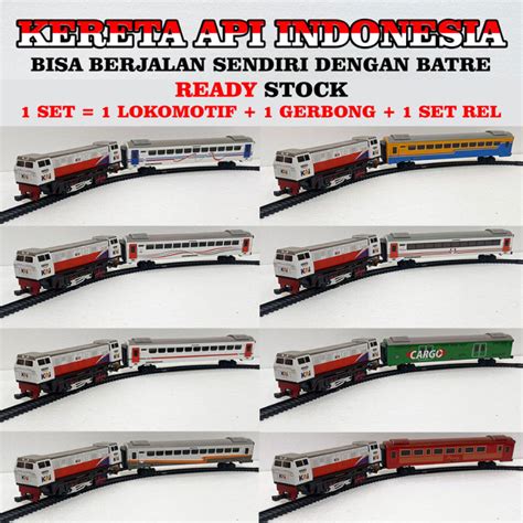 Kereta Api Indonesia Rangkaian Gerbong Dan Lokomotif Handmade Mainan