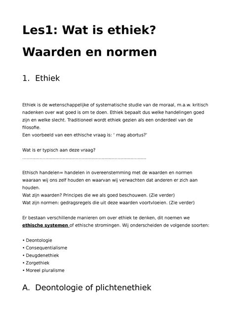 Les Ethiek Waarden En Normen Les Wat Is Ethiek Waarden En Normen