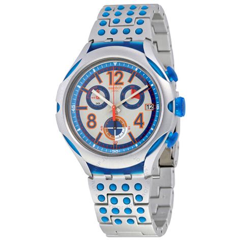 Swatch 16 Dots Chronograph Grey And Blue Dial Aluminium Unisex Watch