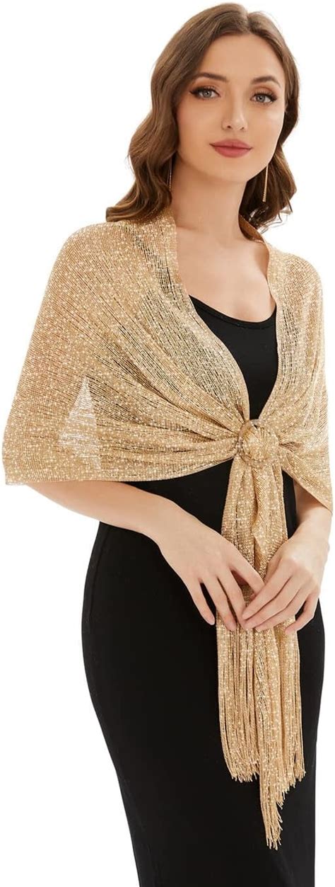 Kunindome Sparkling Metallic Shawls And Wraps With Bucklewomen Shawls