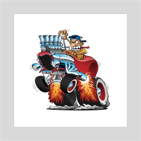 Highboy Hot Rod Race Car Cartoon An Art Print By Jeff Hobrath INPRNT