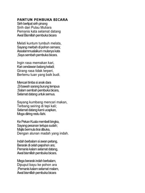 PANTUN PEMBUKA BICARA