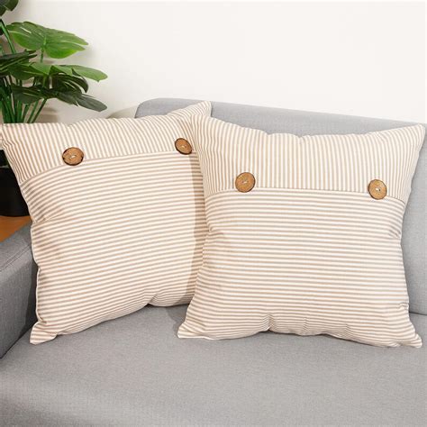 Amazon Cygnus 18x18 Inch Beige And White Cotton Throw Pillow