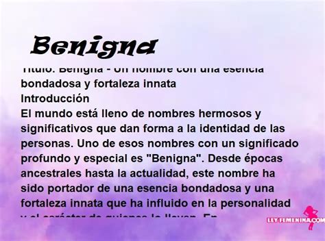O Que Significa Benigna - significado del nombre Benigna | Ley Femenina | Frases Para Mujeres ...