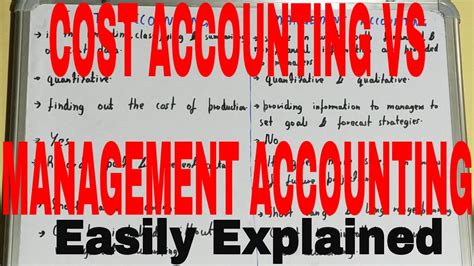 Cost Vs Management Accounting Difference Between Cost Accounting And