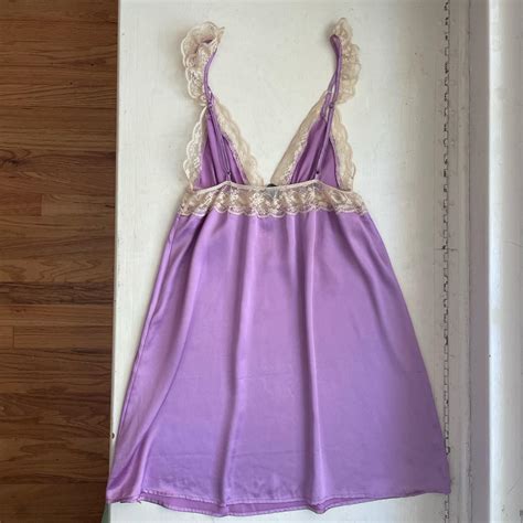 Y2k Victoria S Secret Purple Satin Lace Babydoll Depop