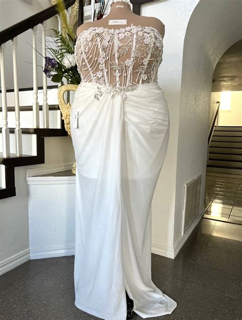 Plus Size Nude Beaded Wedding Dress With Built In Corset By Ndiritzy Ndiritzy