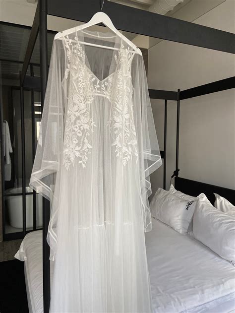 Nightgown With Long Train W Bridal Lingerie Wedding Etsy